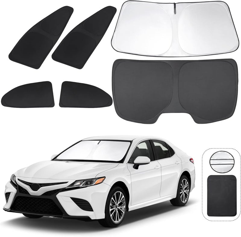 TINGLU Window Shades for Toyota Camry 2018-2024 Accessories Car Side Full Windows Rear Triangular Windshield Sun Shade Sun UV Rays & Privacy Protection for Camping,Napping,and Relaxing 6PCS - Image 1